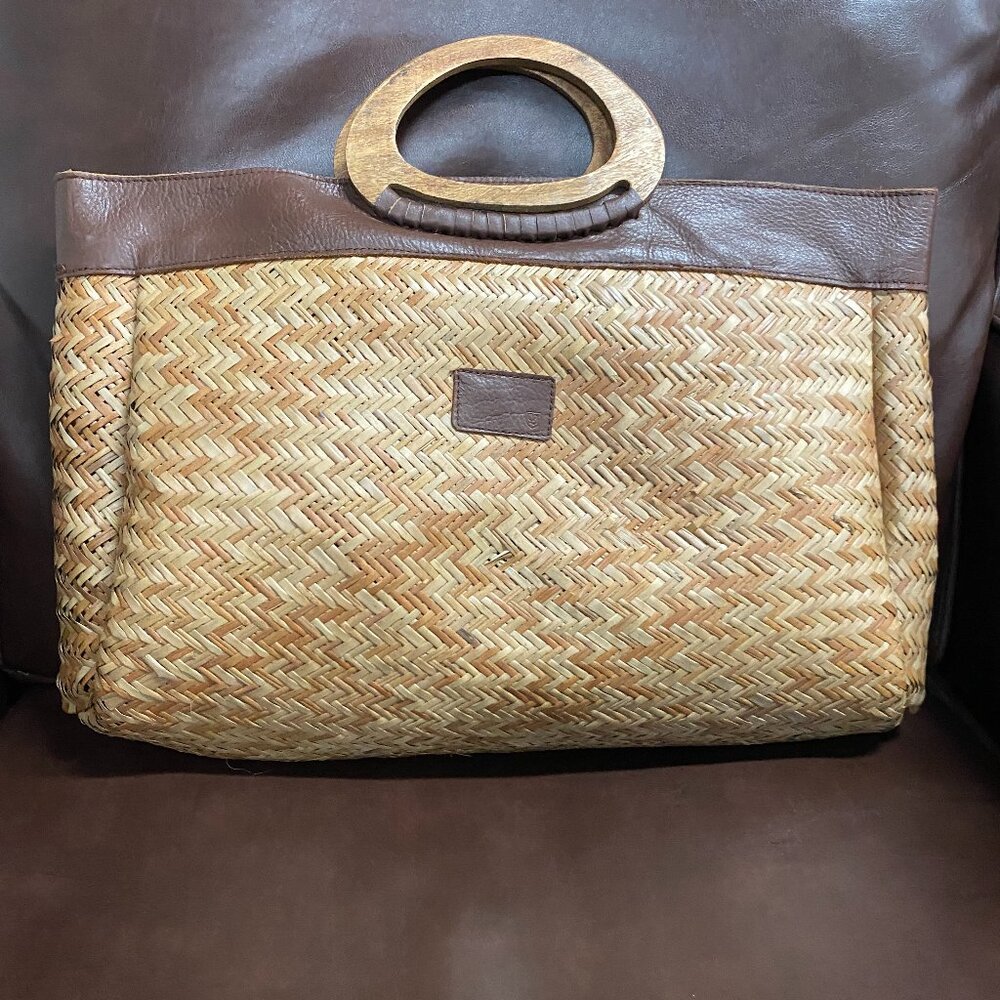 NWOT! Brixton Straw Woven  Top Handle Tote Natural Brown Bag